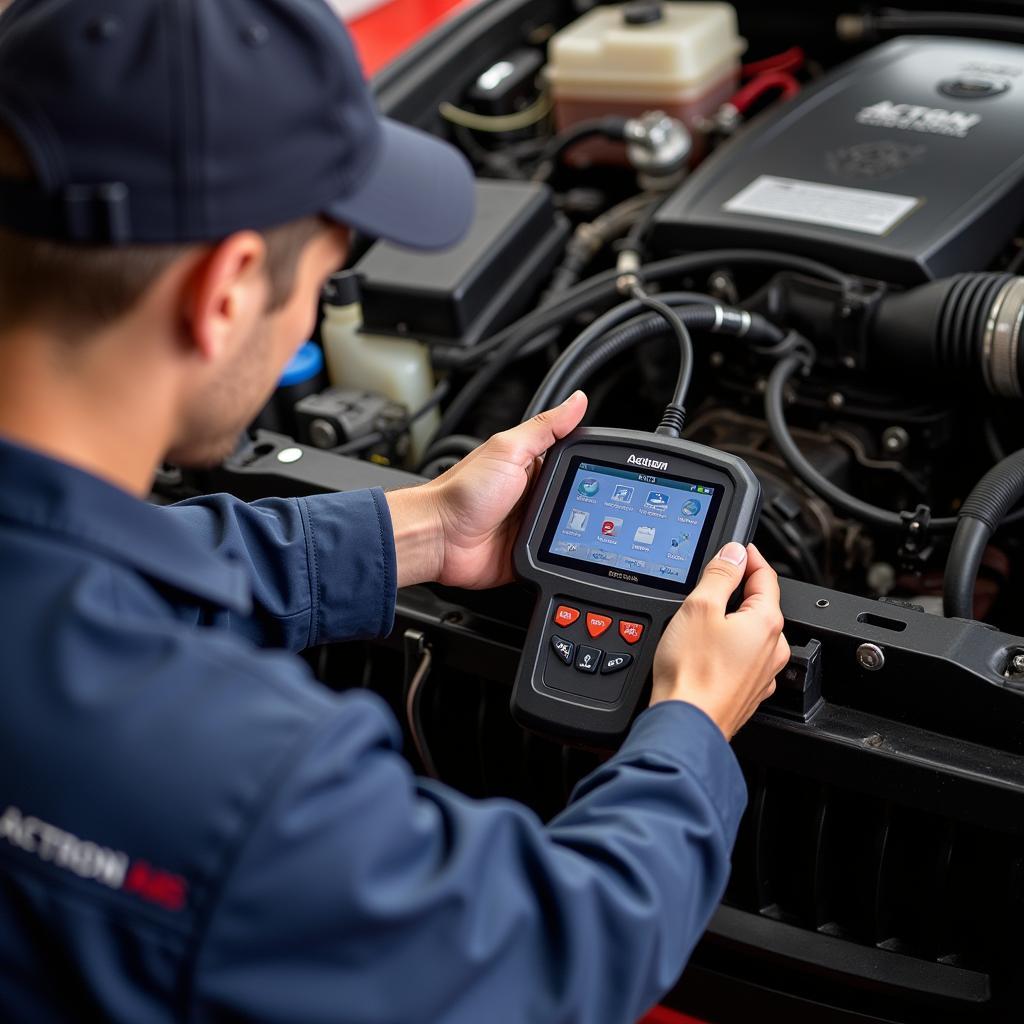 Mechanic using the Actron CP9599