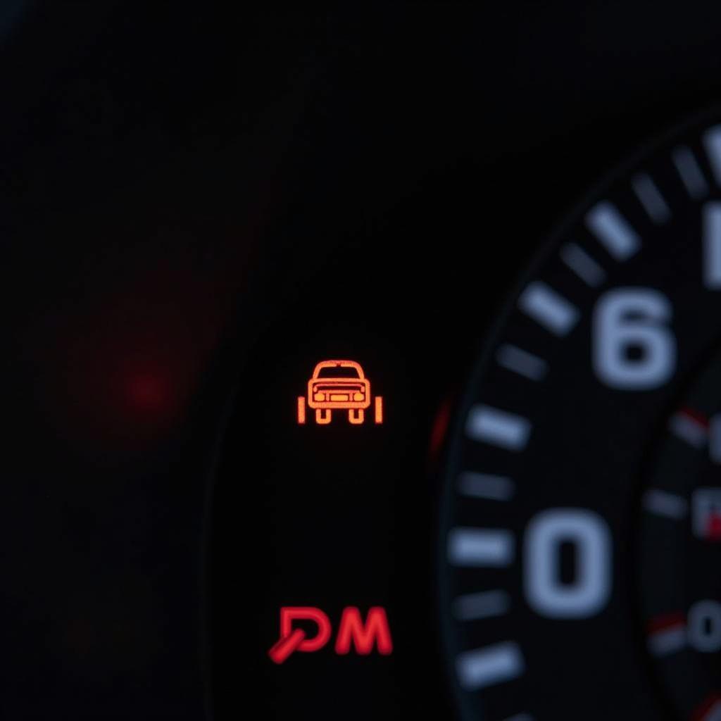 Car Dashboard with Check Engine Light illuminated