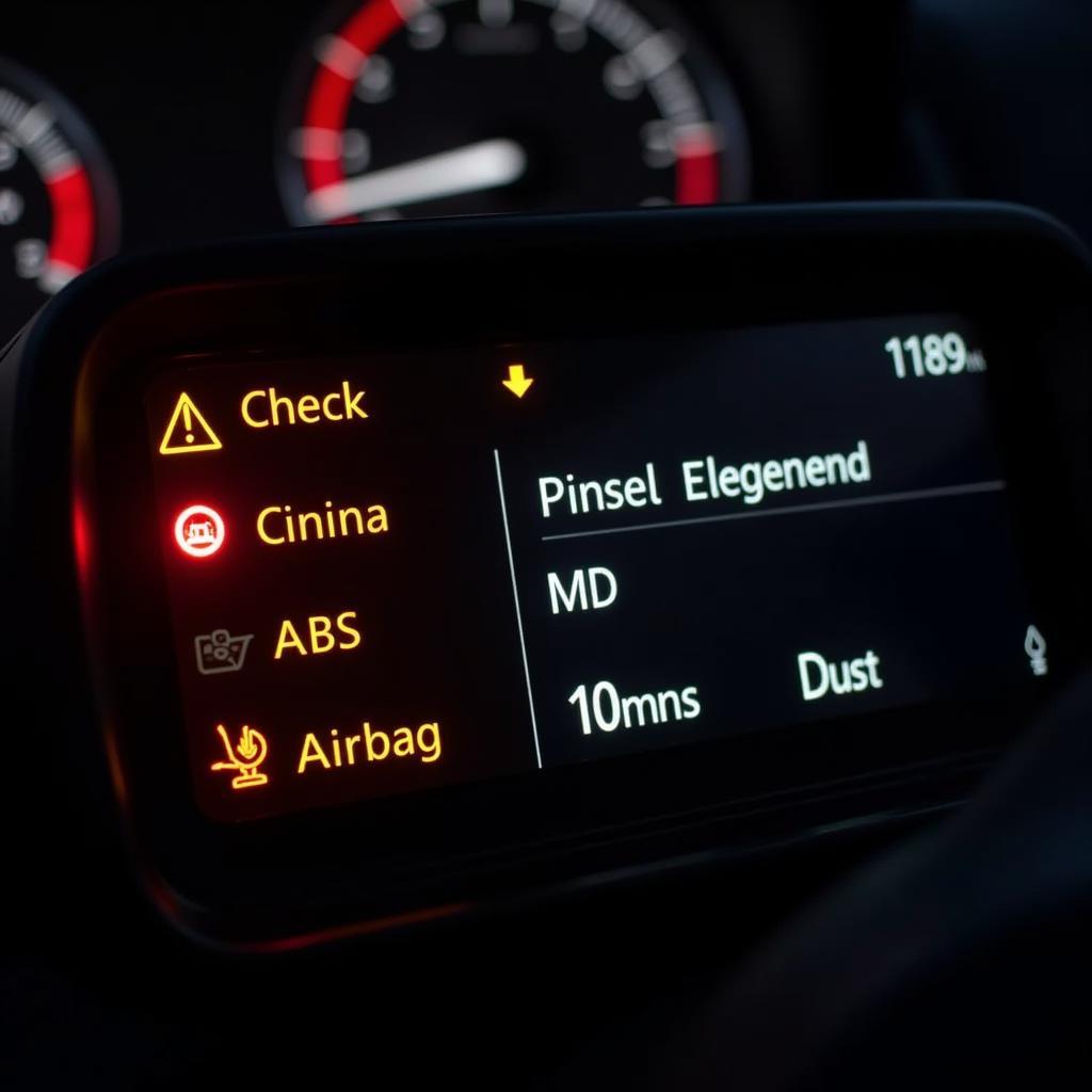 Car diagnostic tool displaying warning lights