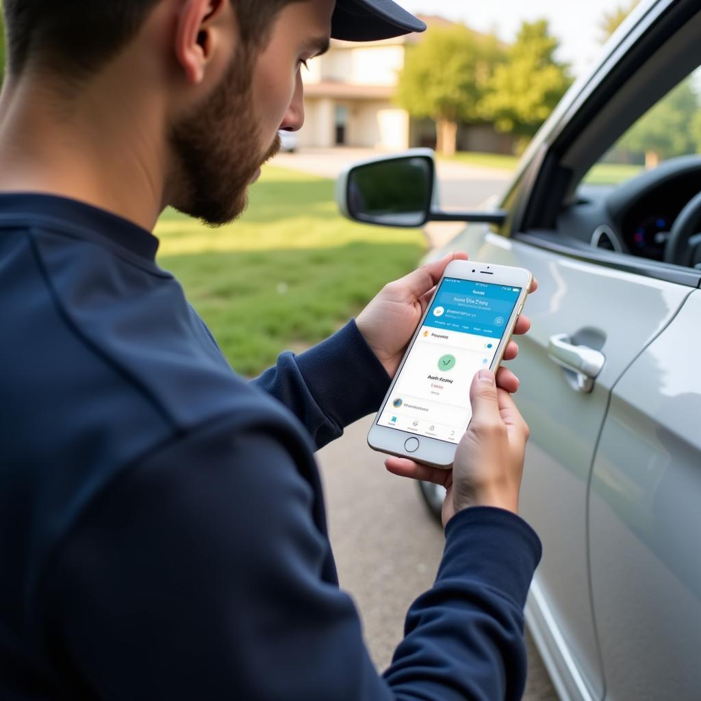 Car Owner Using Carly Scanner at Home