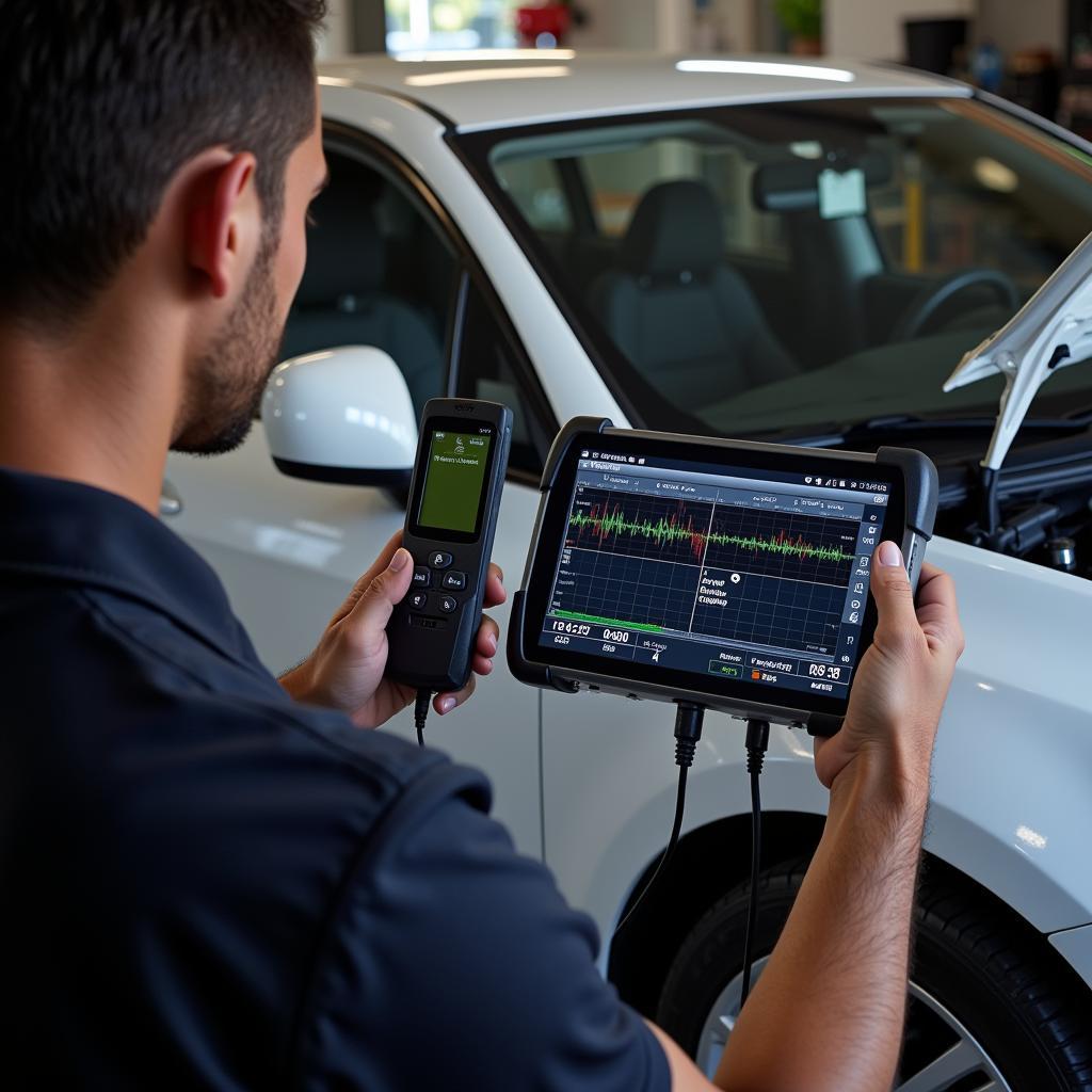 Car owner performing DIY diagnostics