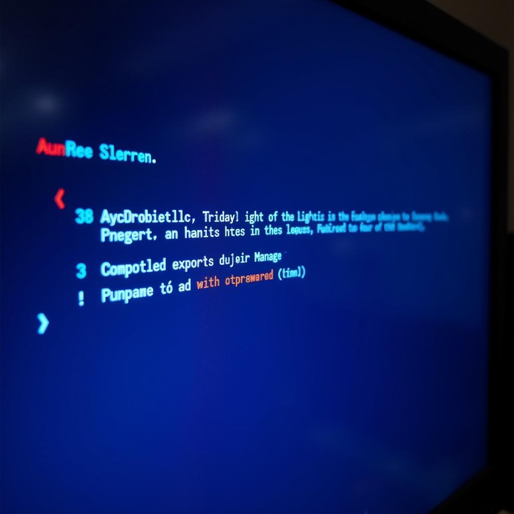 A desktop computer with a blue screen error message displayed