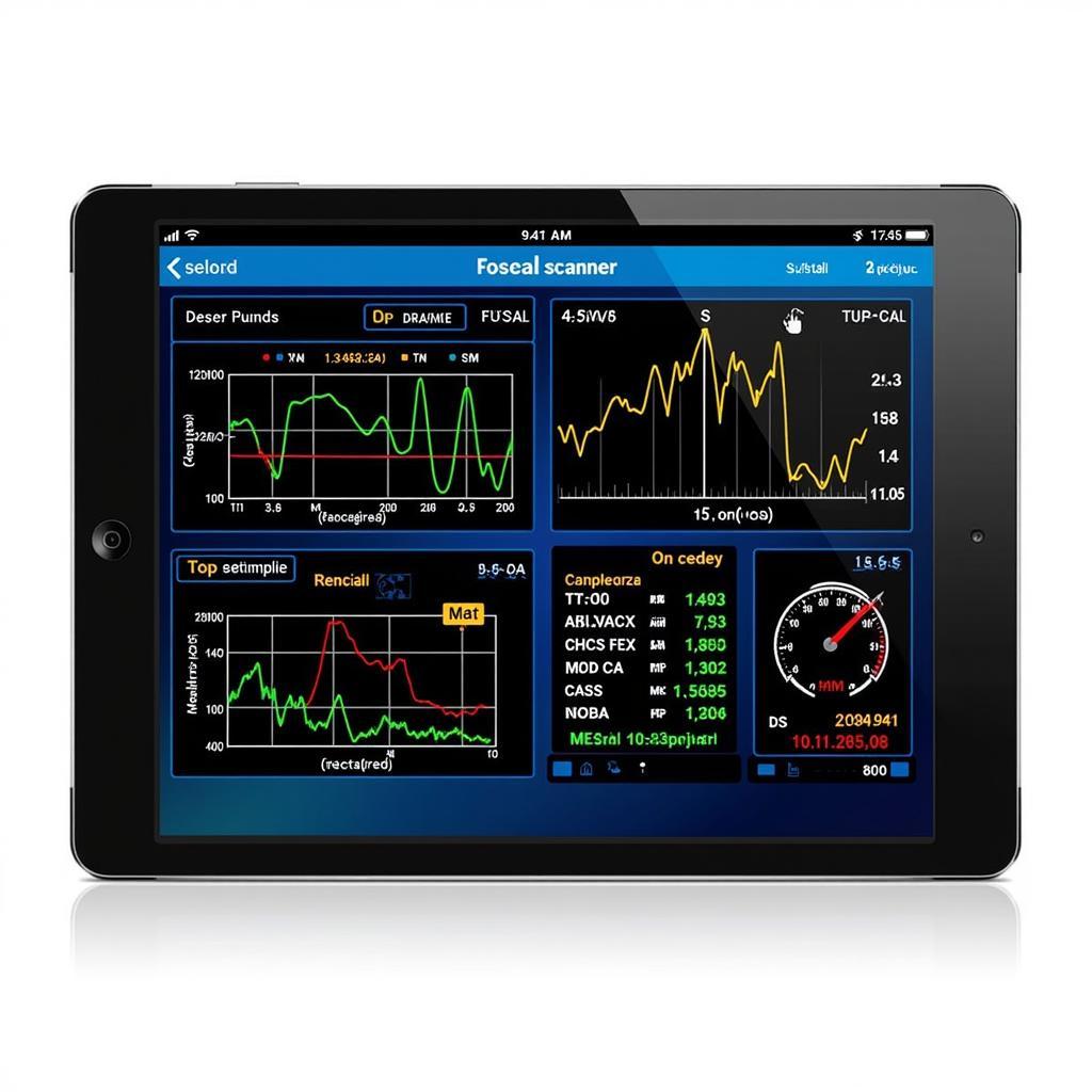 Variety of Diagnostic Data on Tablet Screen