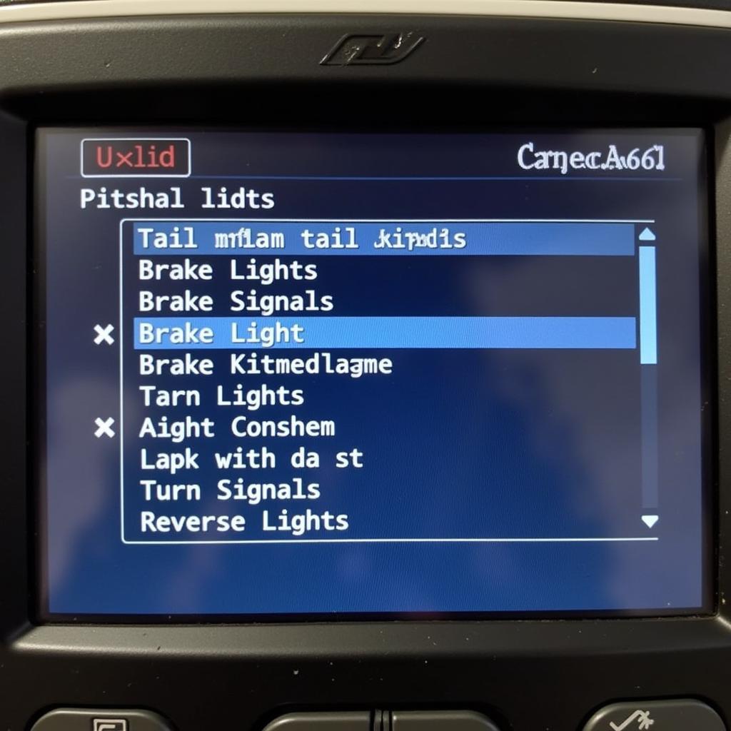 Foxwell scan tool displaying coding options for E46 tail lamps