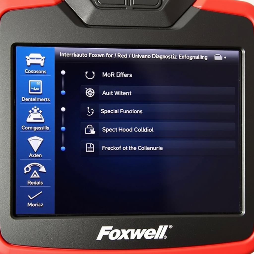 Close-up of the Foxwell scanner's interface