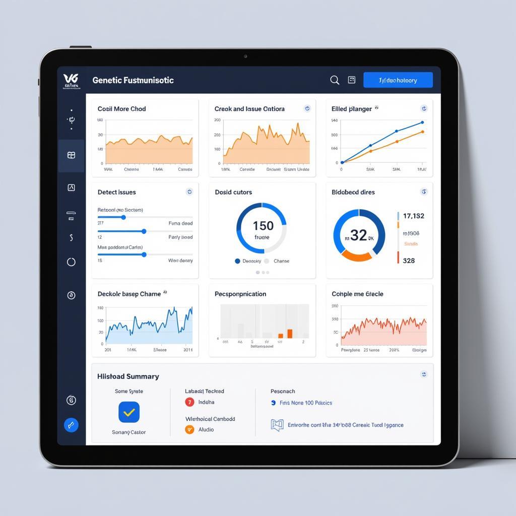 Genetic Diagnostic Tool Displaying Car Data on Tablet