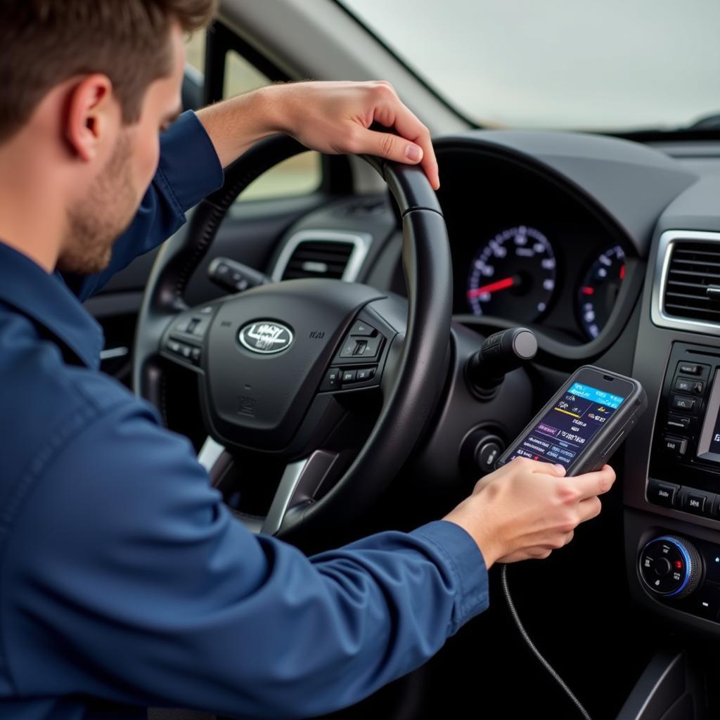 HVAC Diagnostic Scanner in Use