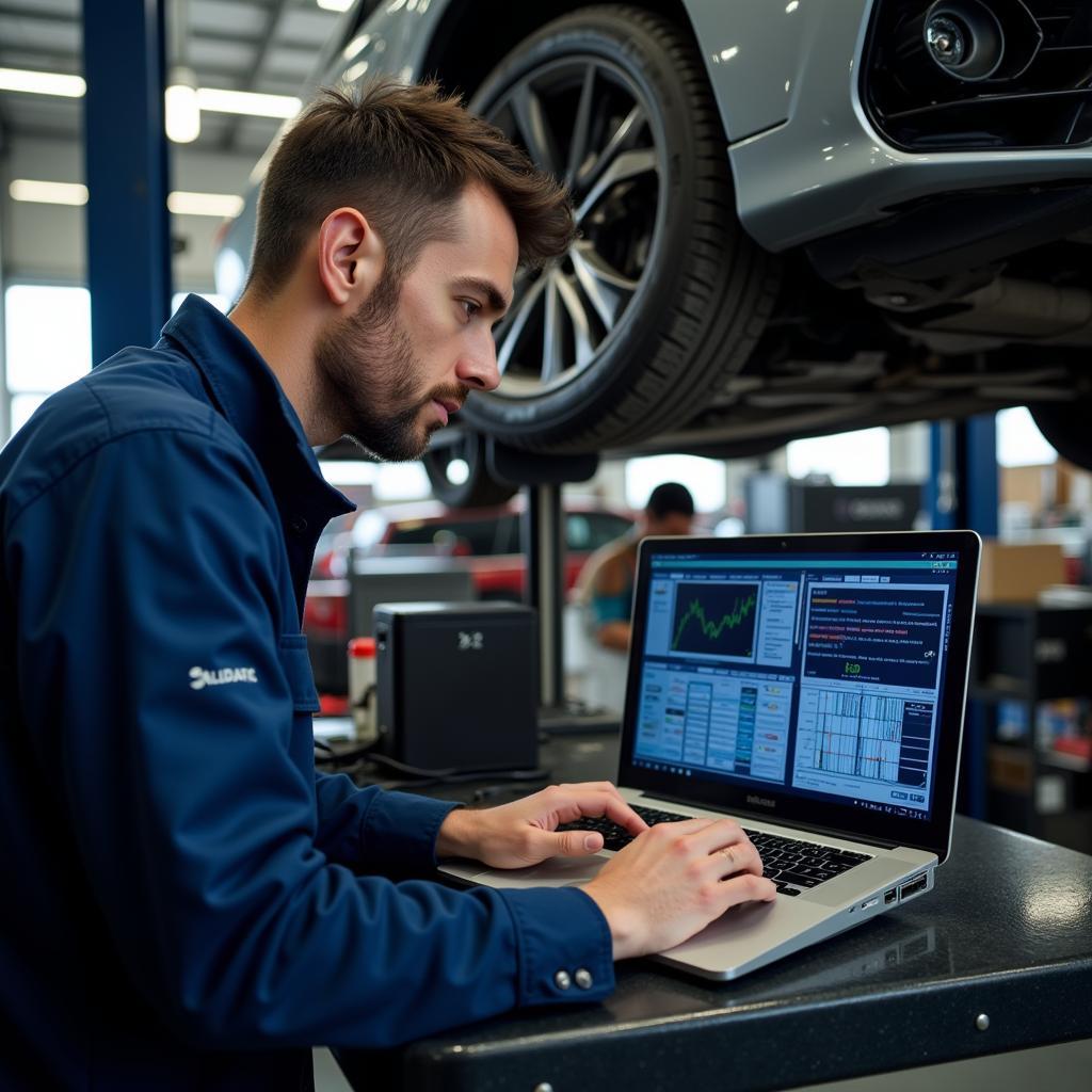 Mechanic Using ALLDATA Diagnostic Tool