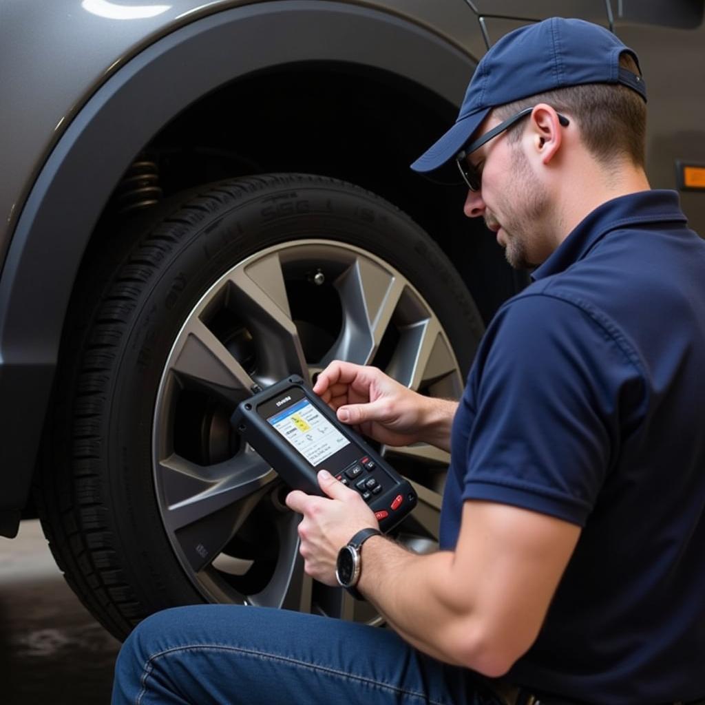 Mechanic Using Foxwell Scanner for Repair