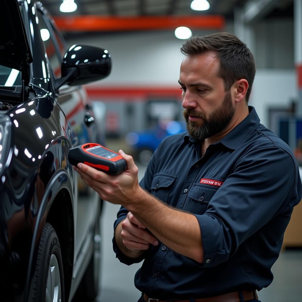 Mechanic Using Foxwell Scanner