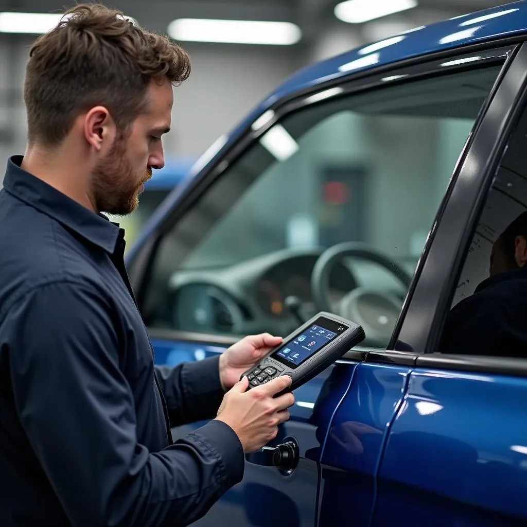 Mechanic Using Innova Car Scanner