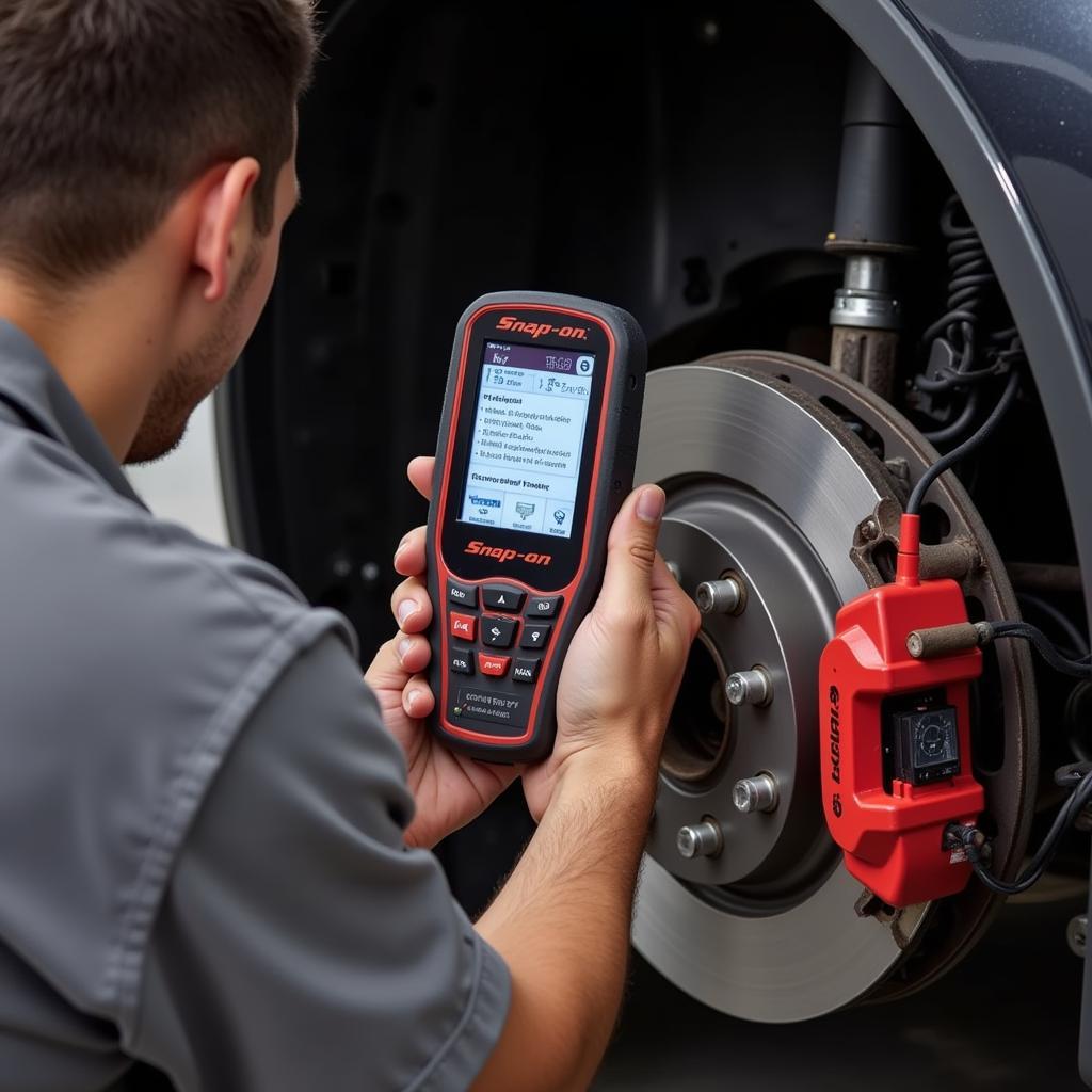 Mechanic using MT2500 on Brakes