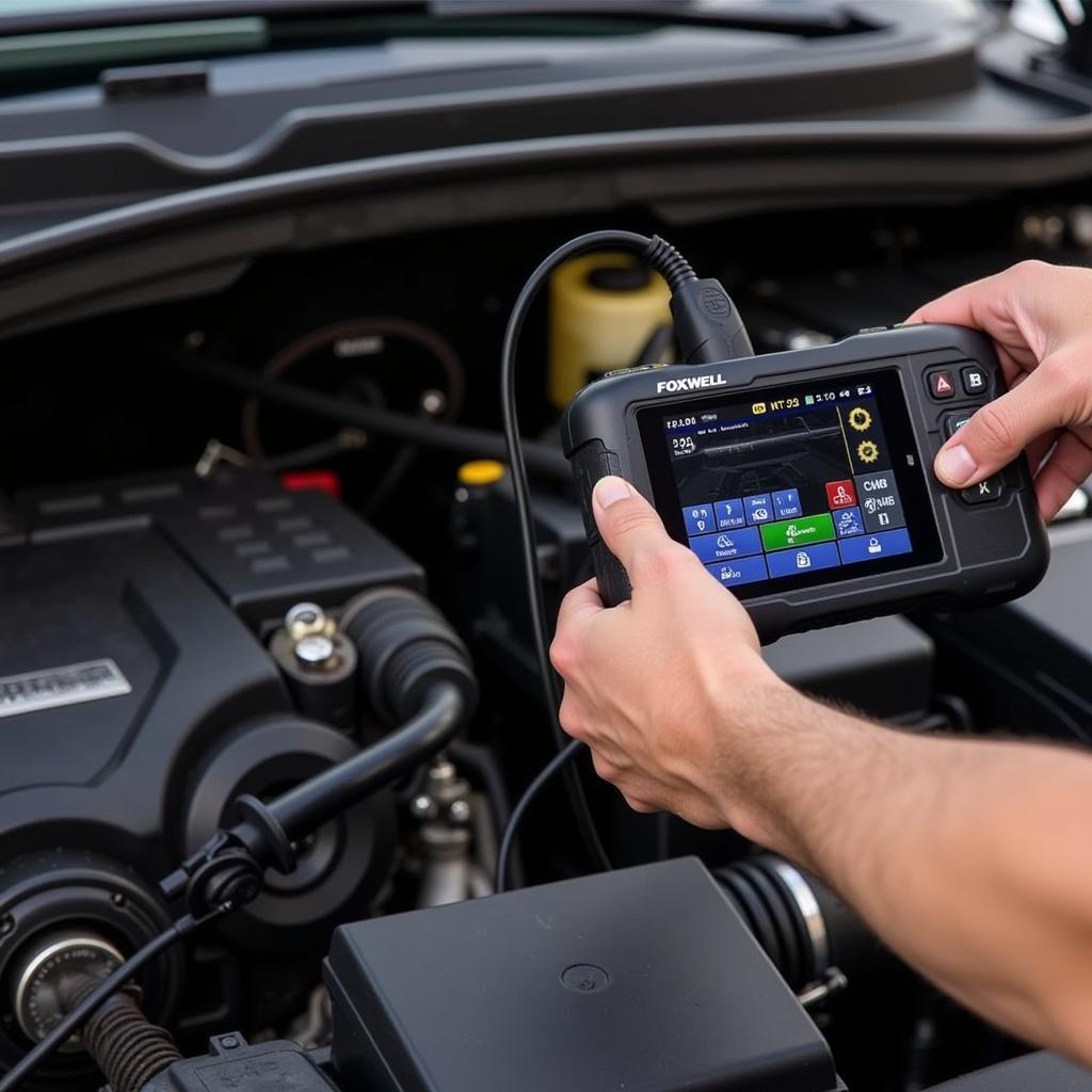 Mechanic Using Foxwell NT510c on a Vehicle