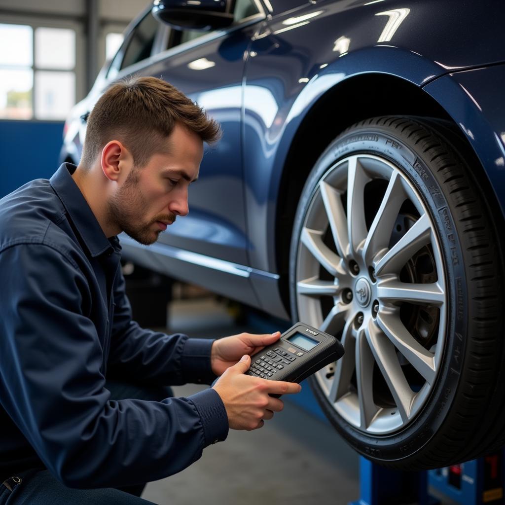 Mechanic Using Professional Car Scanner