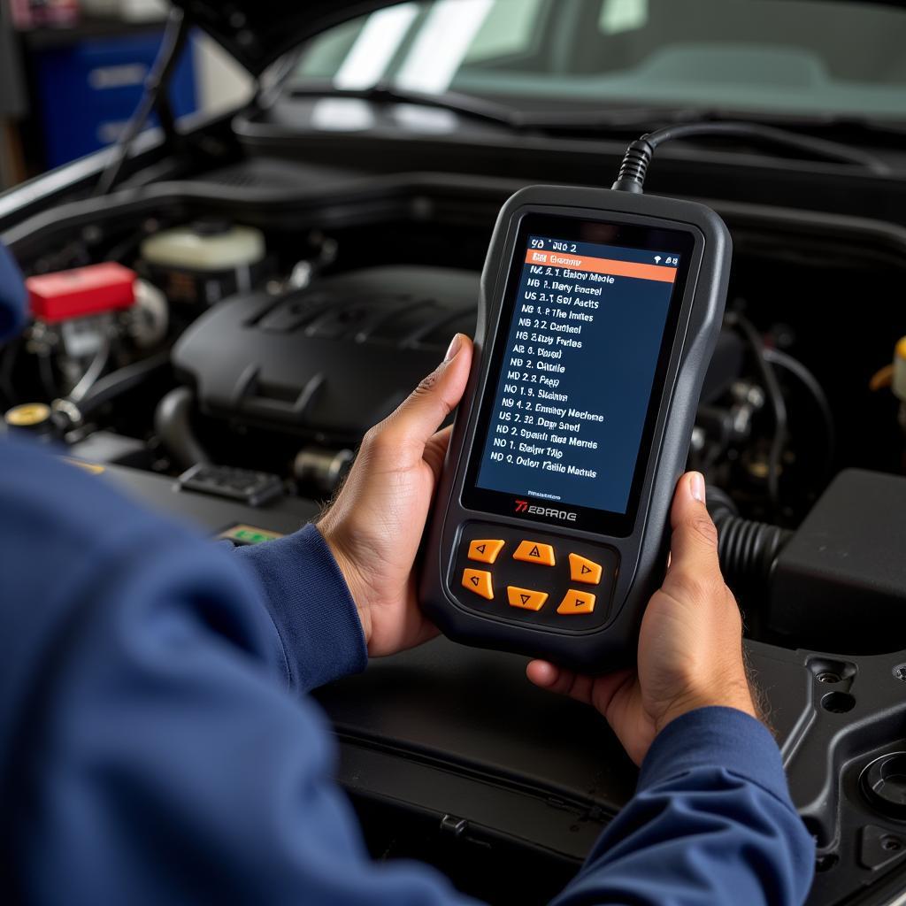 Mechanic using Professional-Grade Scanner