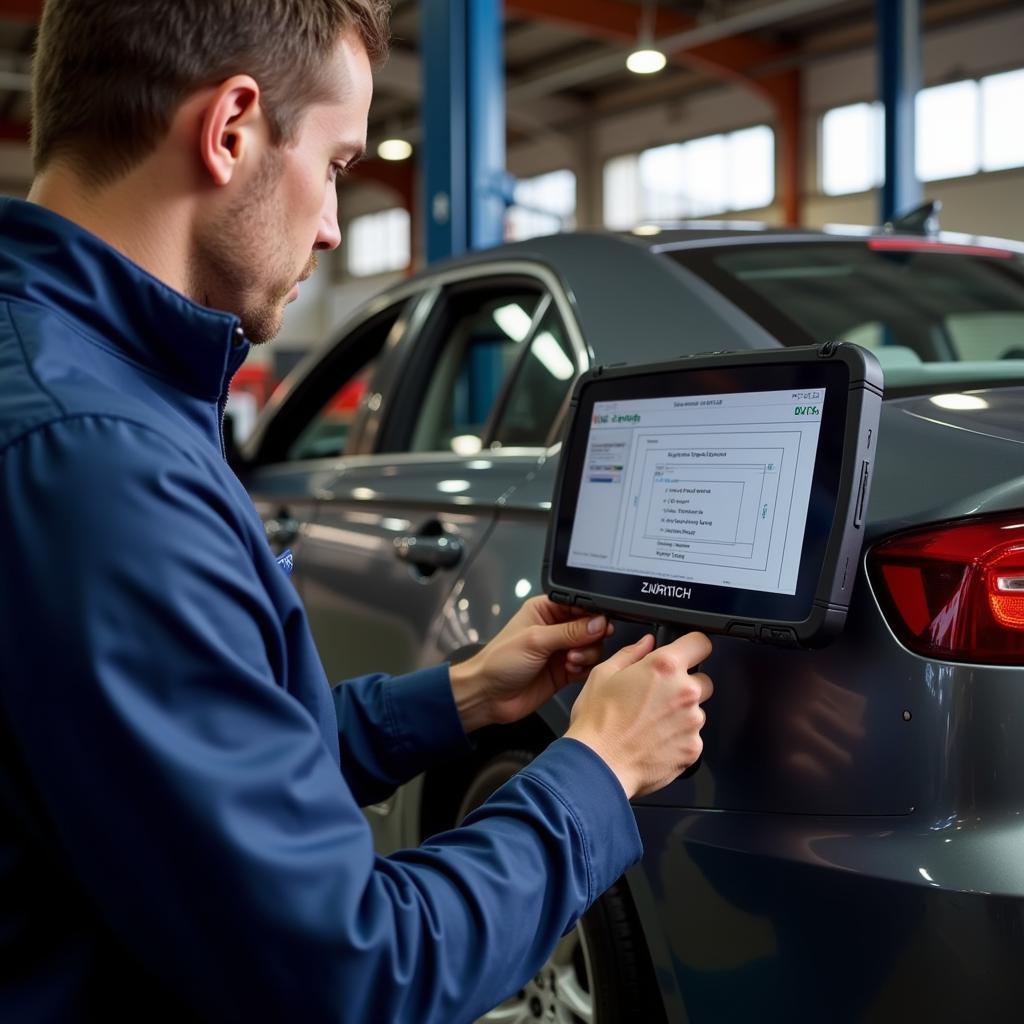 Mechanic Using Professional Scan Tool