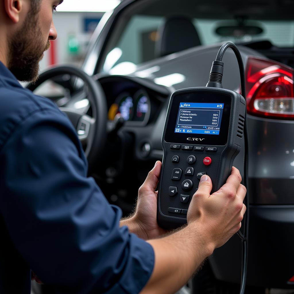 Professional Mechanic Using Scanner