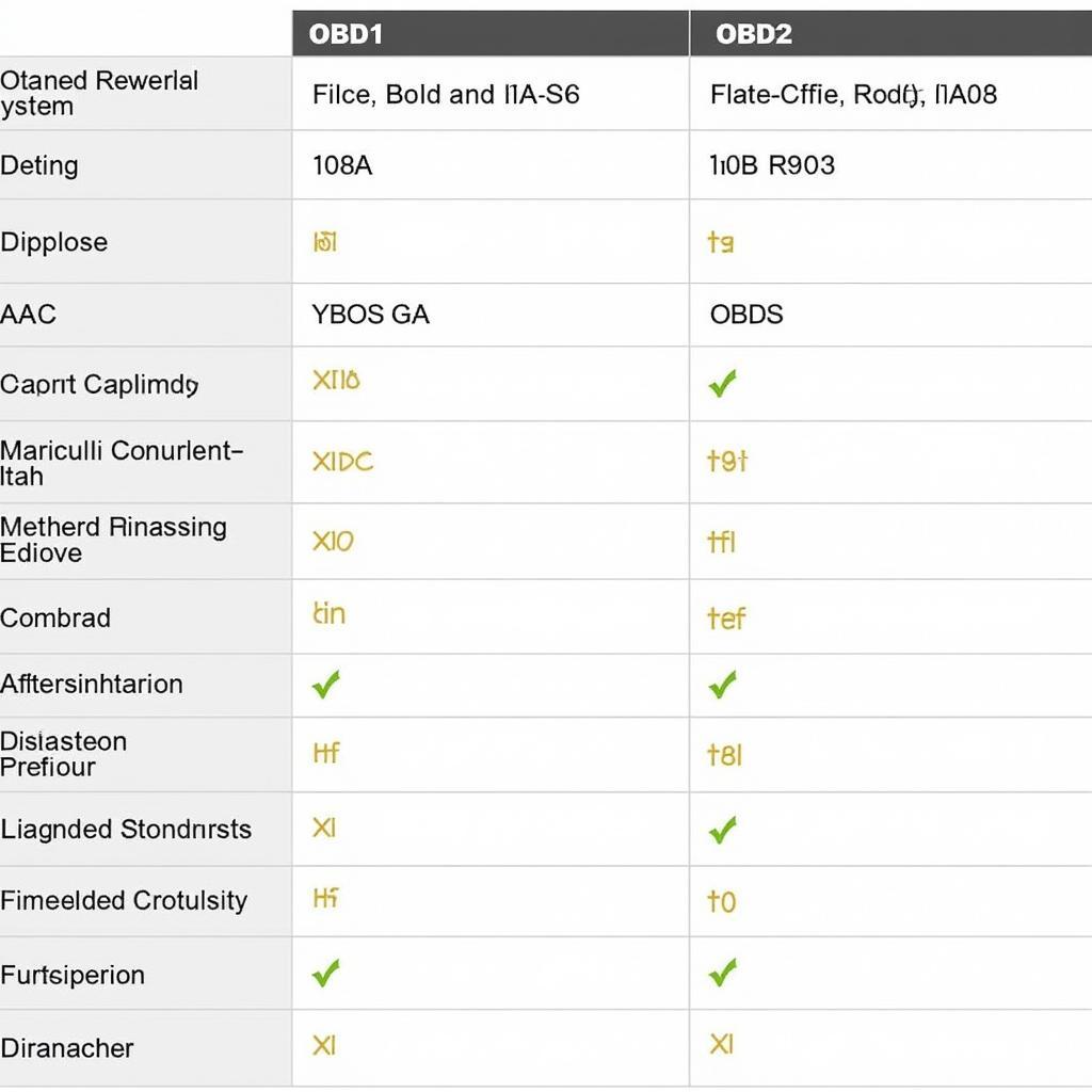 OBD1 vs OBD2 Comparison Chart