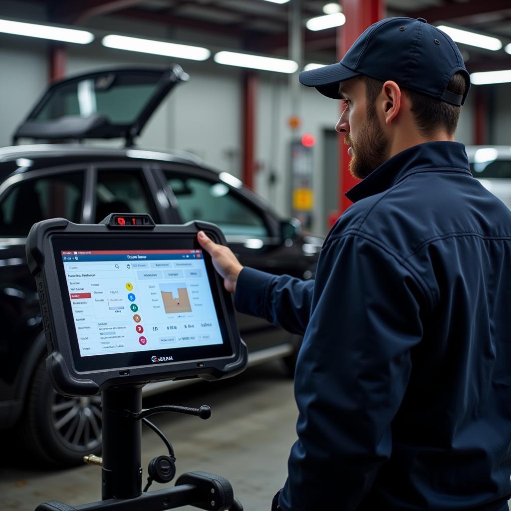 Professional Mechanic Using a Scanner