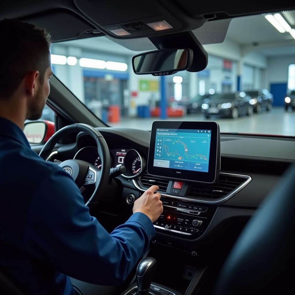 Retina scanner being used for its advanced functionalities on a modern car