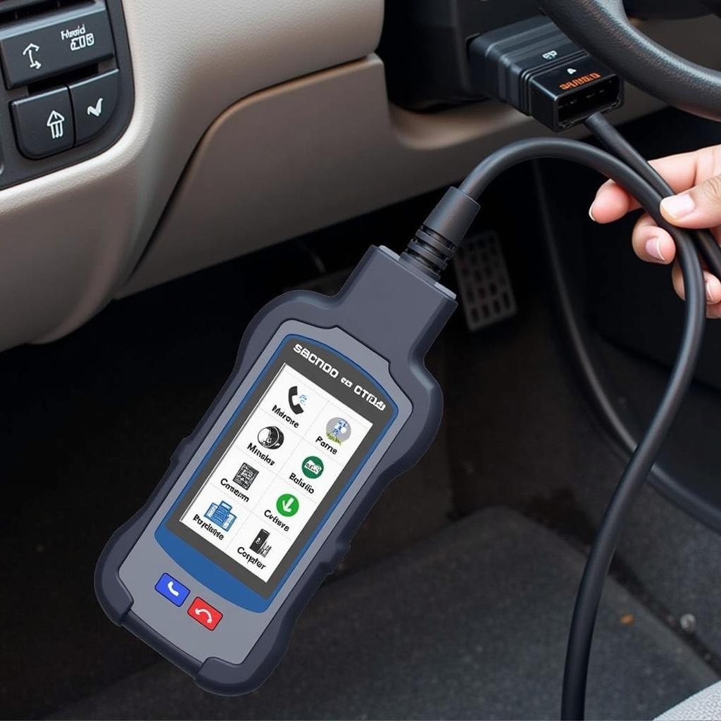 Scan Tool Connected to Vehicle OBD Port