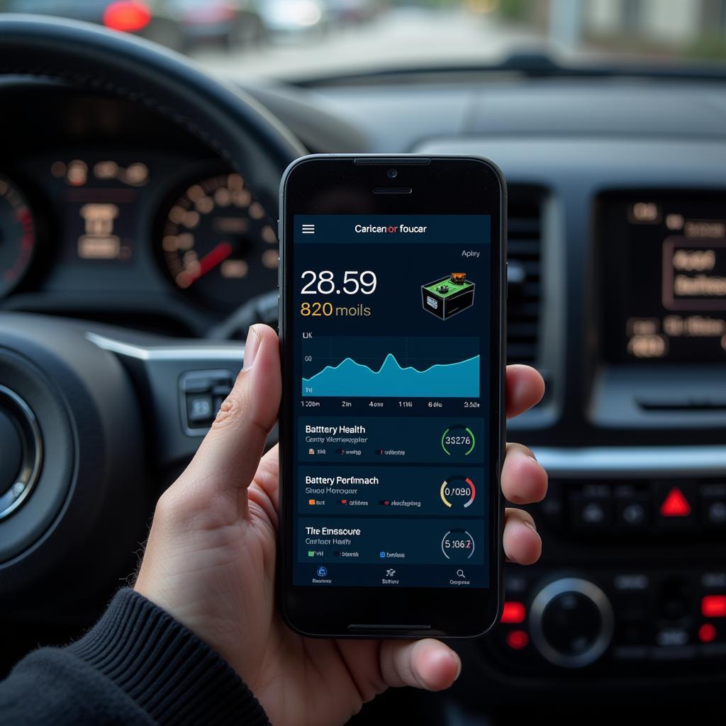 Smartphone app displaying car diagnostics