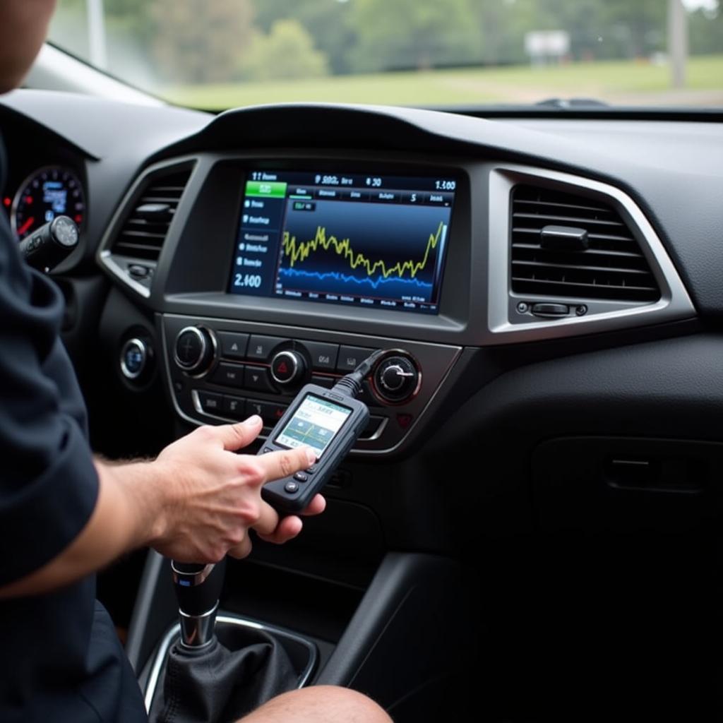 Technician Analyzing RF Tools Builder Scan Data