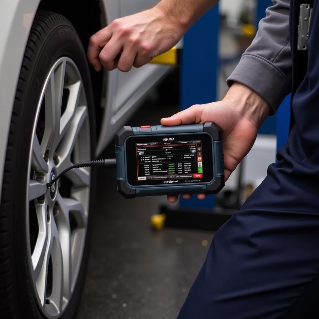 Mechanic Using a Toad Scanning Tool