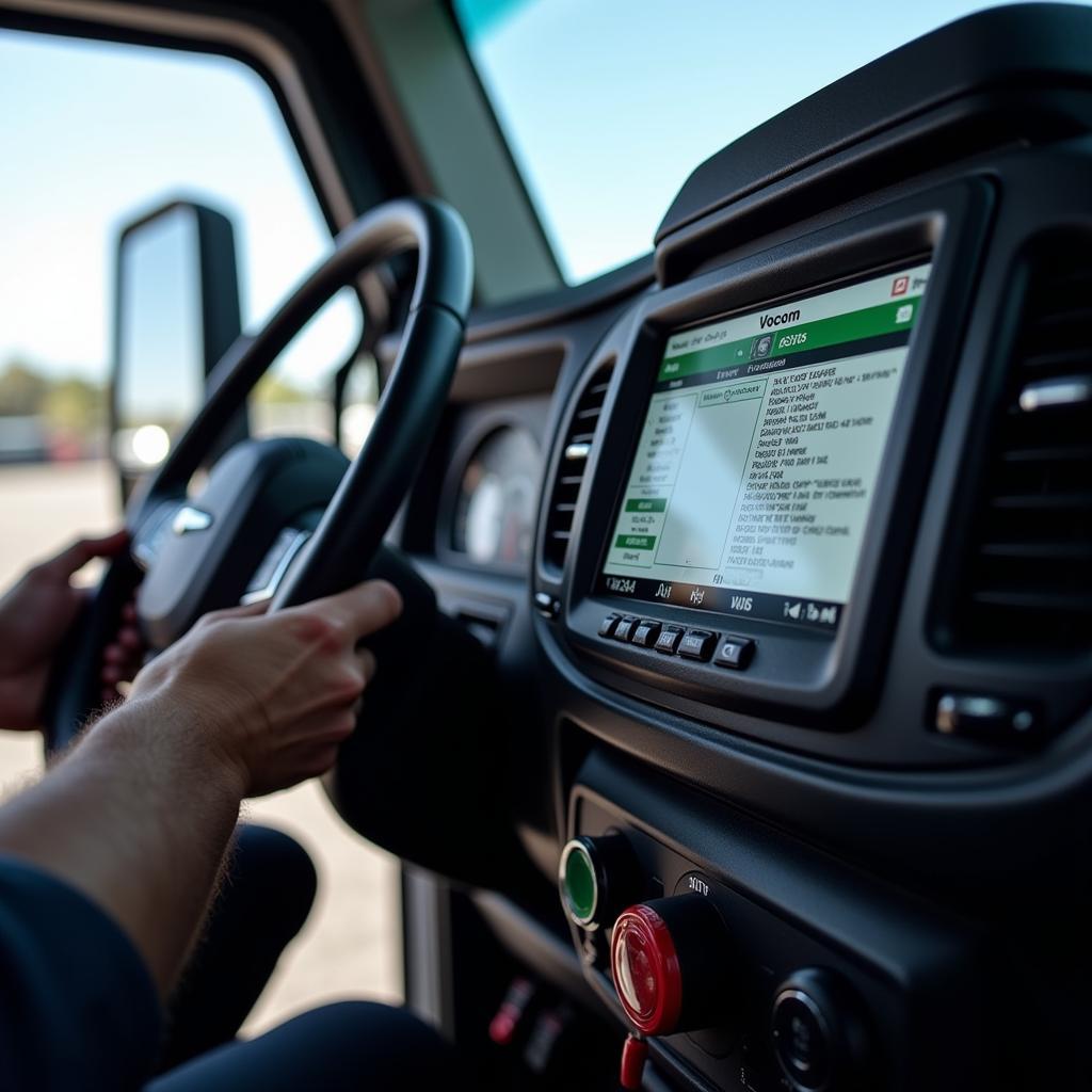 Vocom Diagnostic Tool Connected to a Volvo Truck