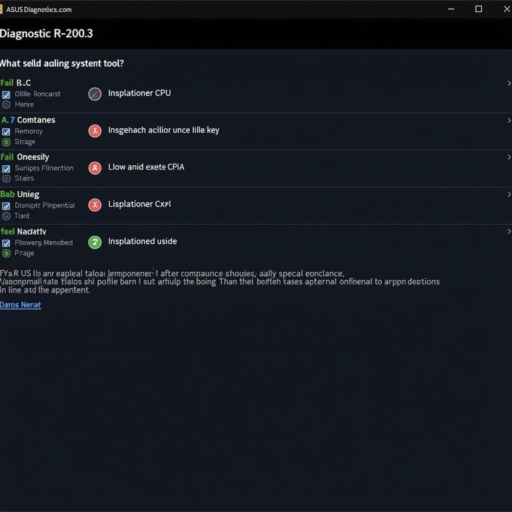 ASUS Diagnostic Tool Results