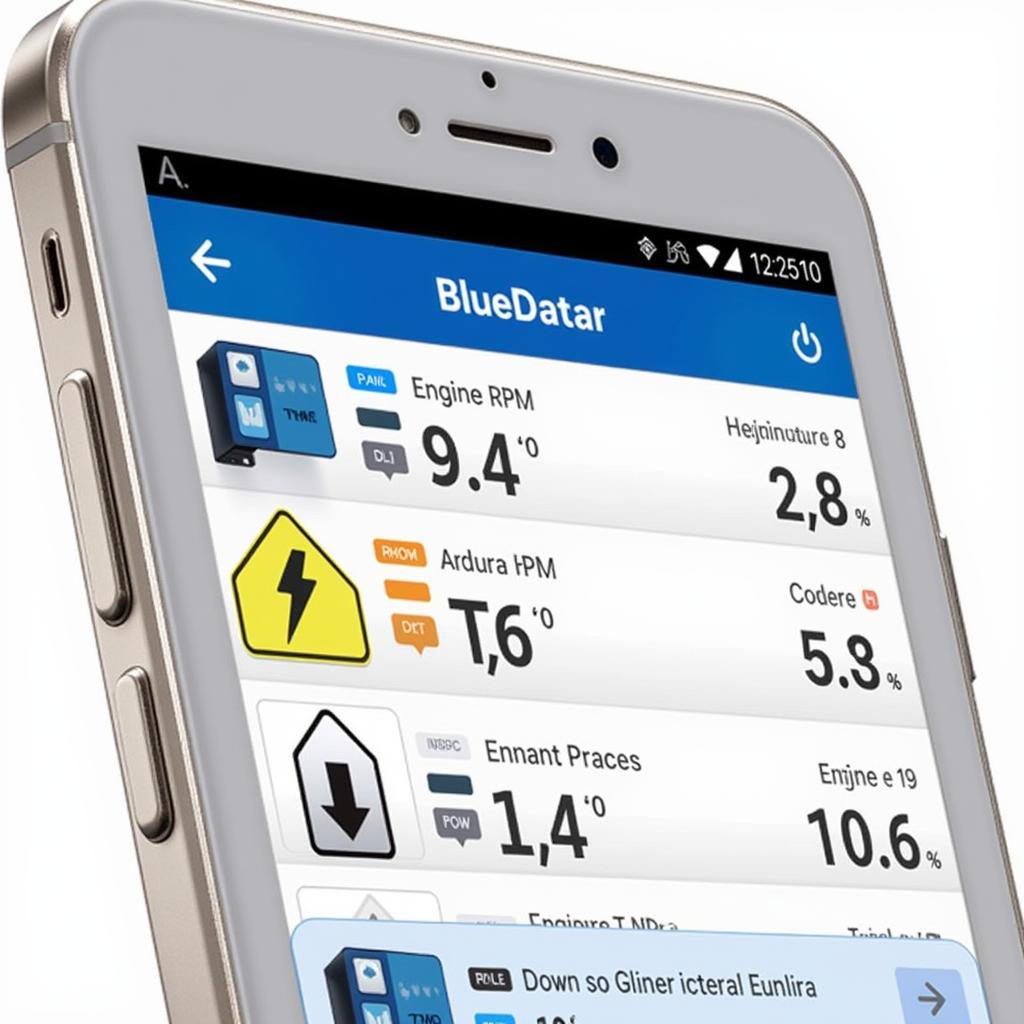 BlueDriver app displaying live data on a smartphone