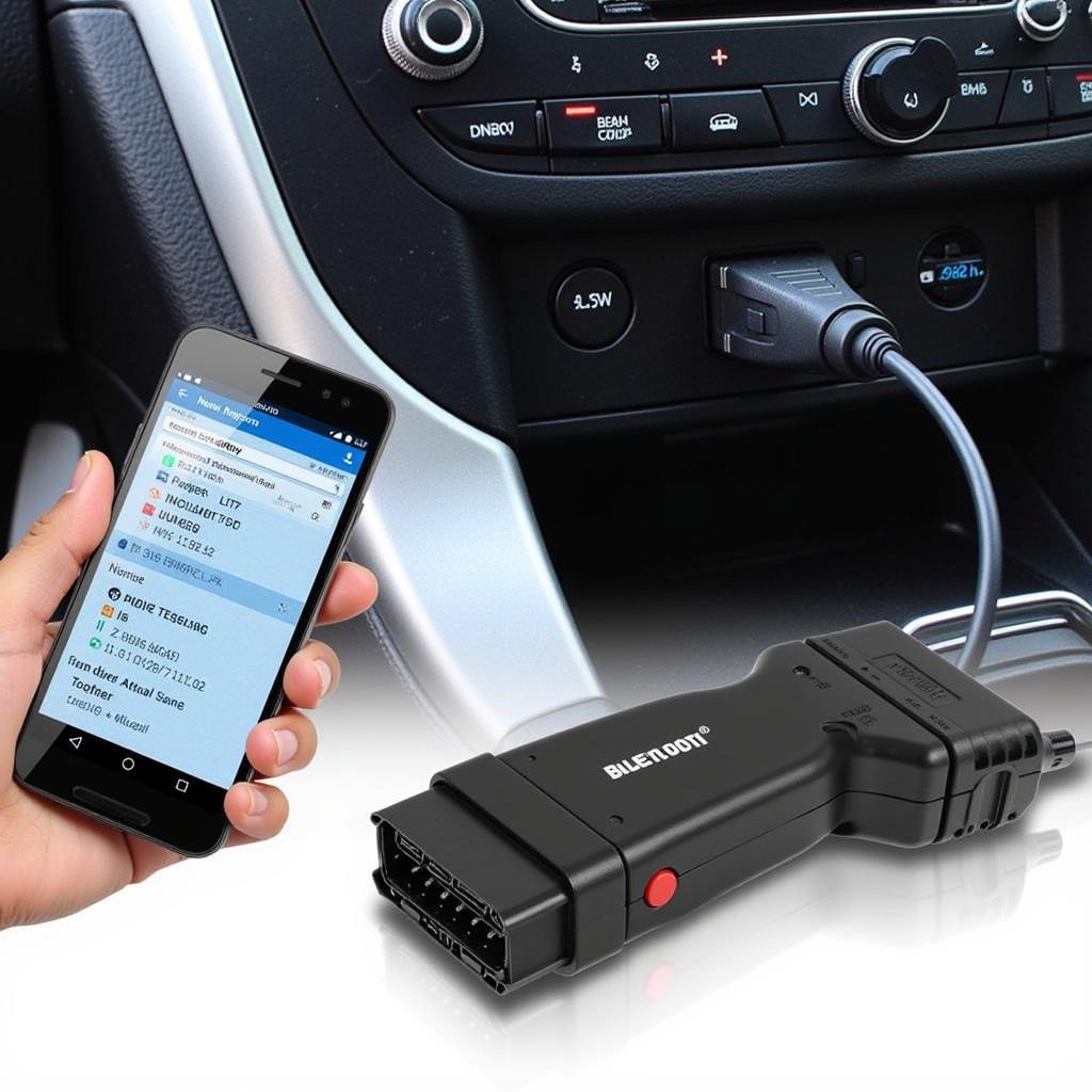 Bluetooth OBD2 Scanner Connected to Smartphone