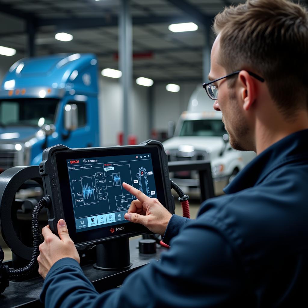 Bosch KTS Truck Diagnostic Tool In Use