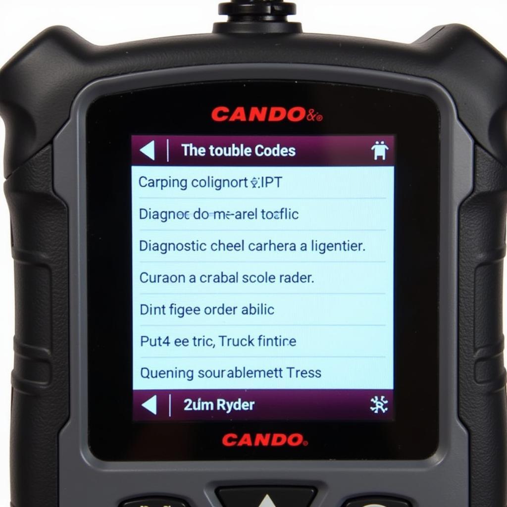 The screen of the Cando C Pro scan tool displaying diagnostic trouble codes.