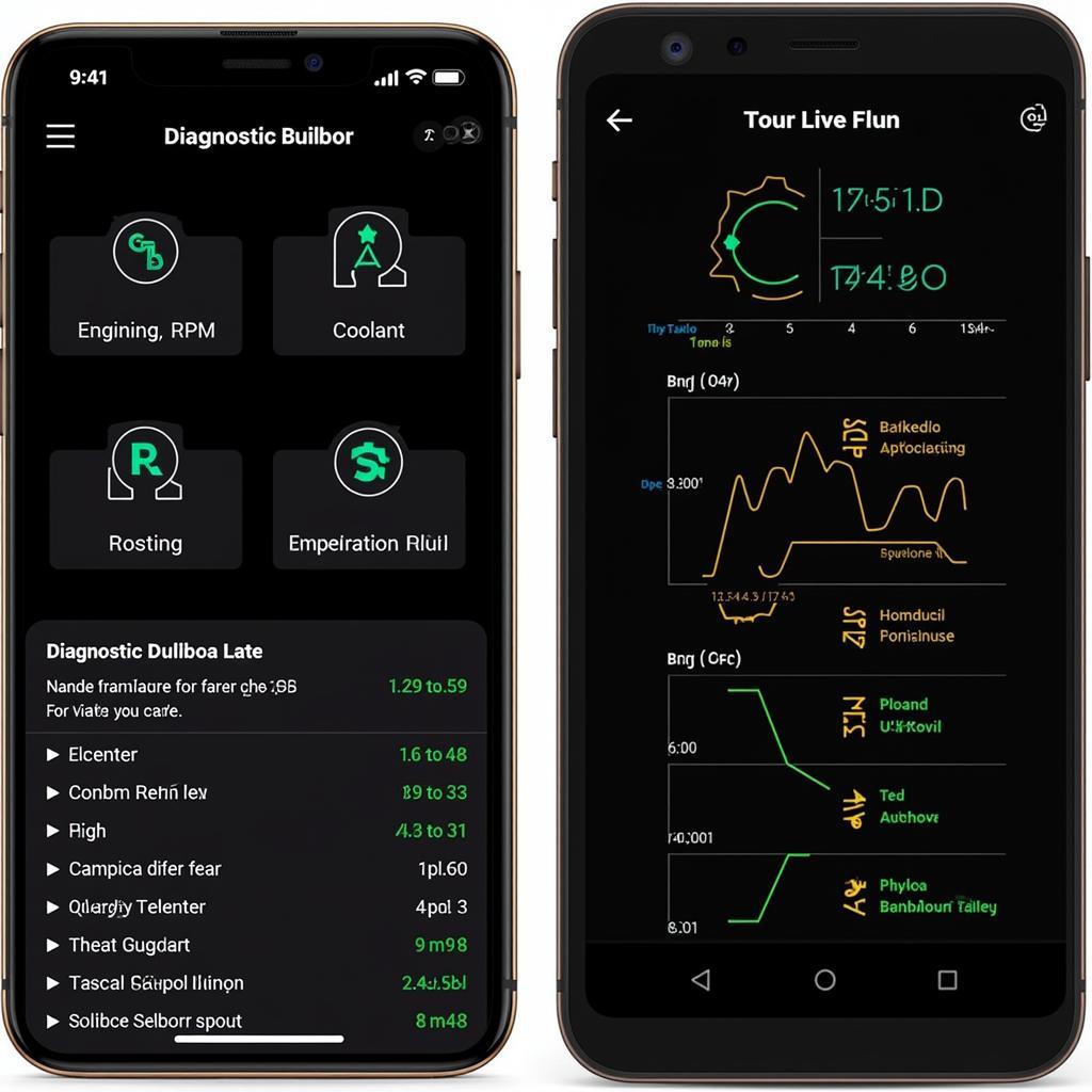 Car Diagnostic App Showing Real-time Data and Trouble Codes