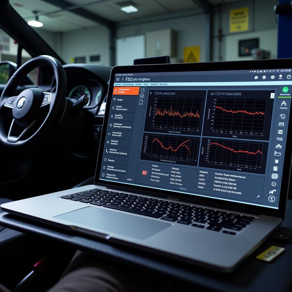 Car Diagnostic Software on a Laptop