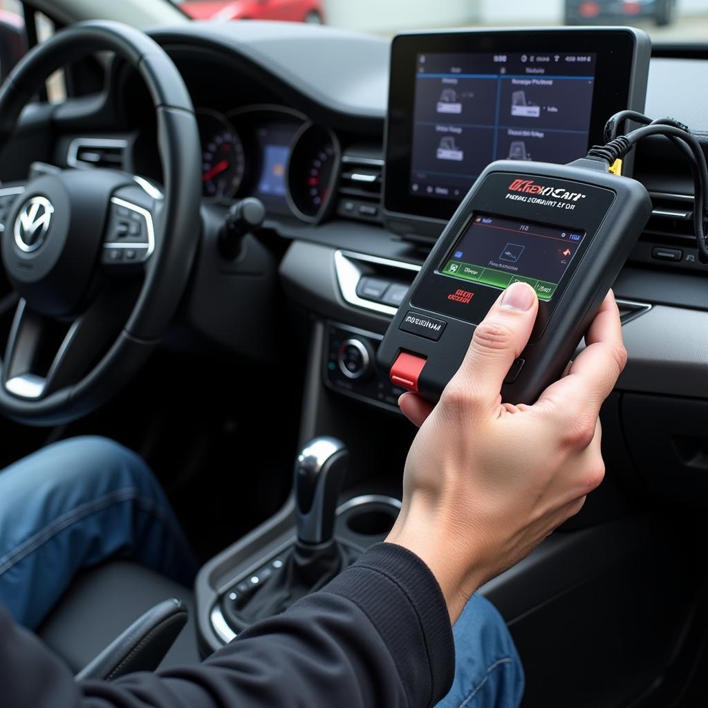 Car Key Programming Scanner in Use