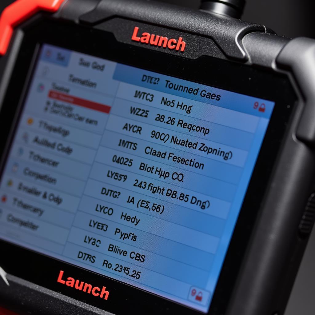 Close-up Launch CRP429 OBD2 Display Showing Diagnostic Codes