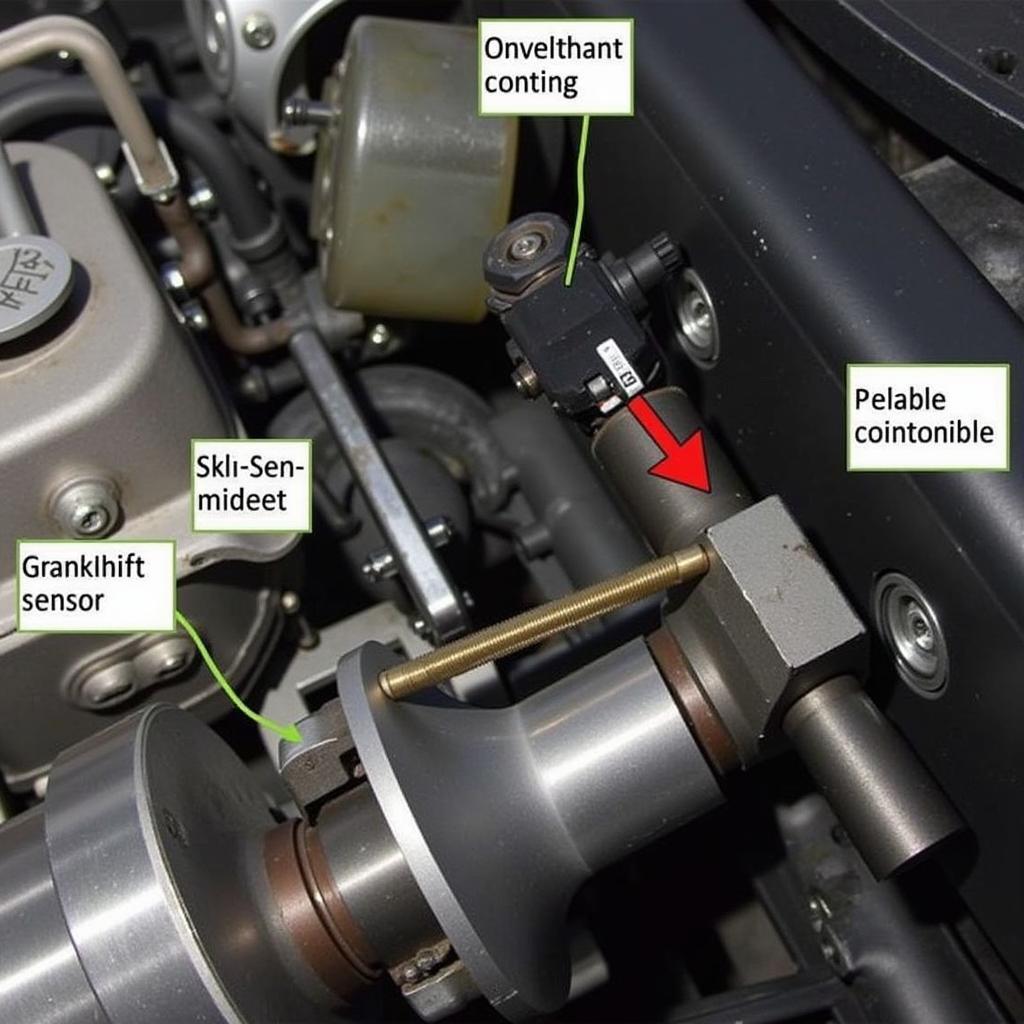 Location of the Crankshaft Position Sensor in a Car Engine