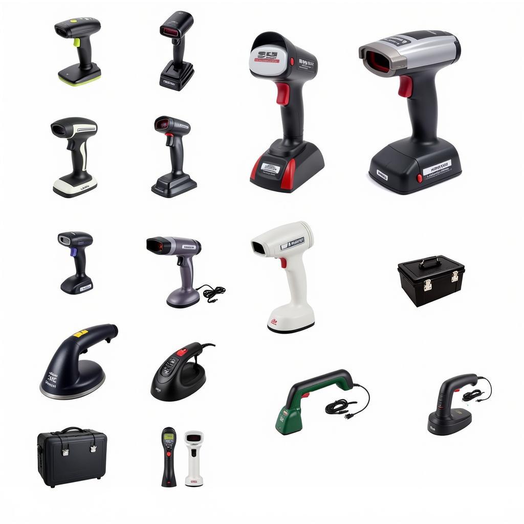 Various types of car paint scanners available on the market, showcasing different sizes, features, and functionalities.