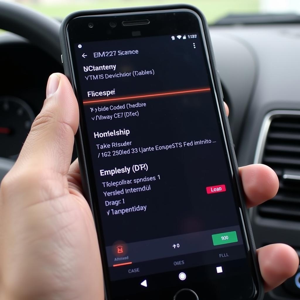 ELM327 scanner displaying diagnostic codes on a smartphone