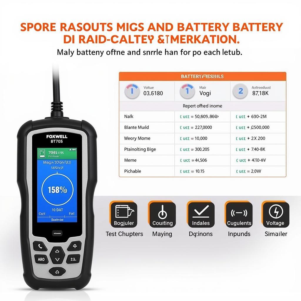 Foxwell BT705 Displaying Battery Test Results on Screen