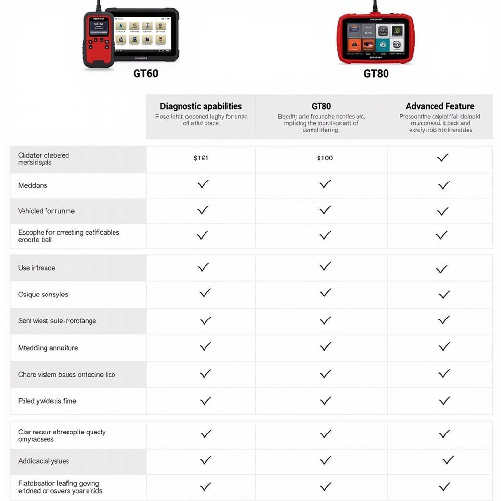 Foxwell GT60 vs GT80 Feature Comparison Table