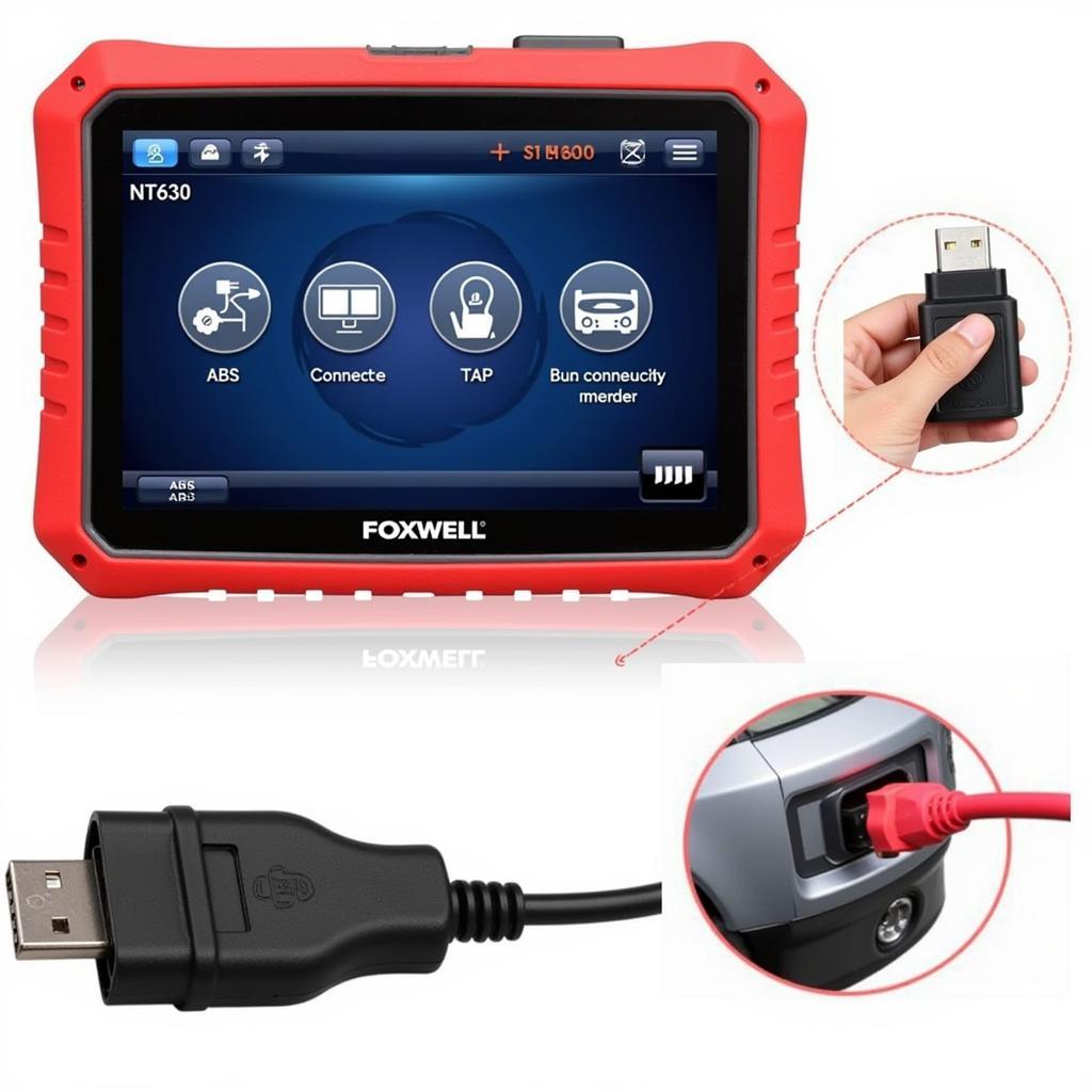 Foxwell NT630 Plus ABS Scanner Main Menu and OBD2 Port