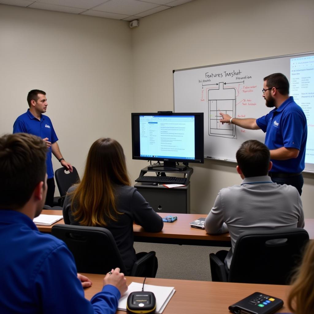 Technician attending a training session on using a full hard drive scan tool