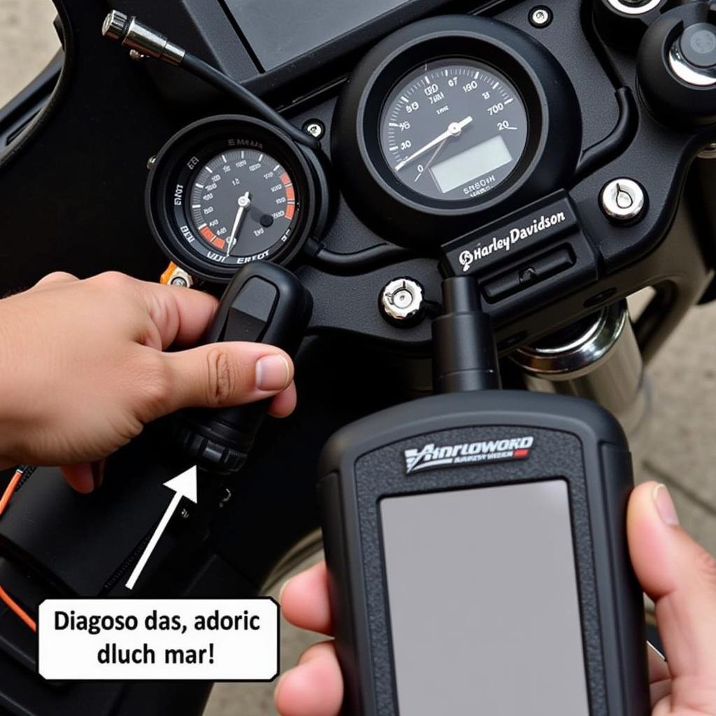 Harley-Davidson Motorcycle with Diagnostic Port Highlighted