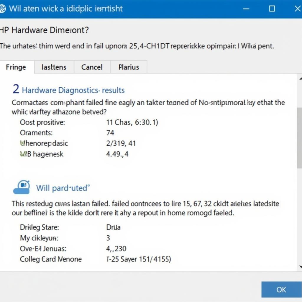 HP Hardware Diagnostics Results Screen