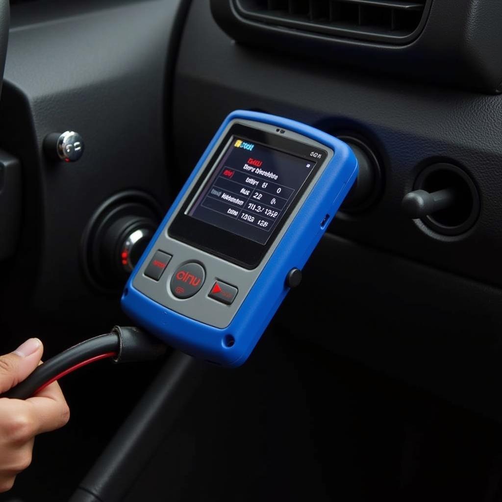 Kobra Can OBD II Scan Tool connected to a car's OBD II port