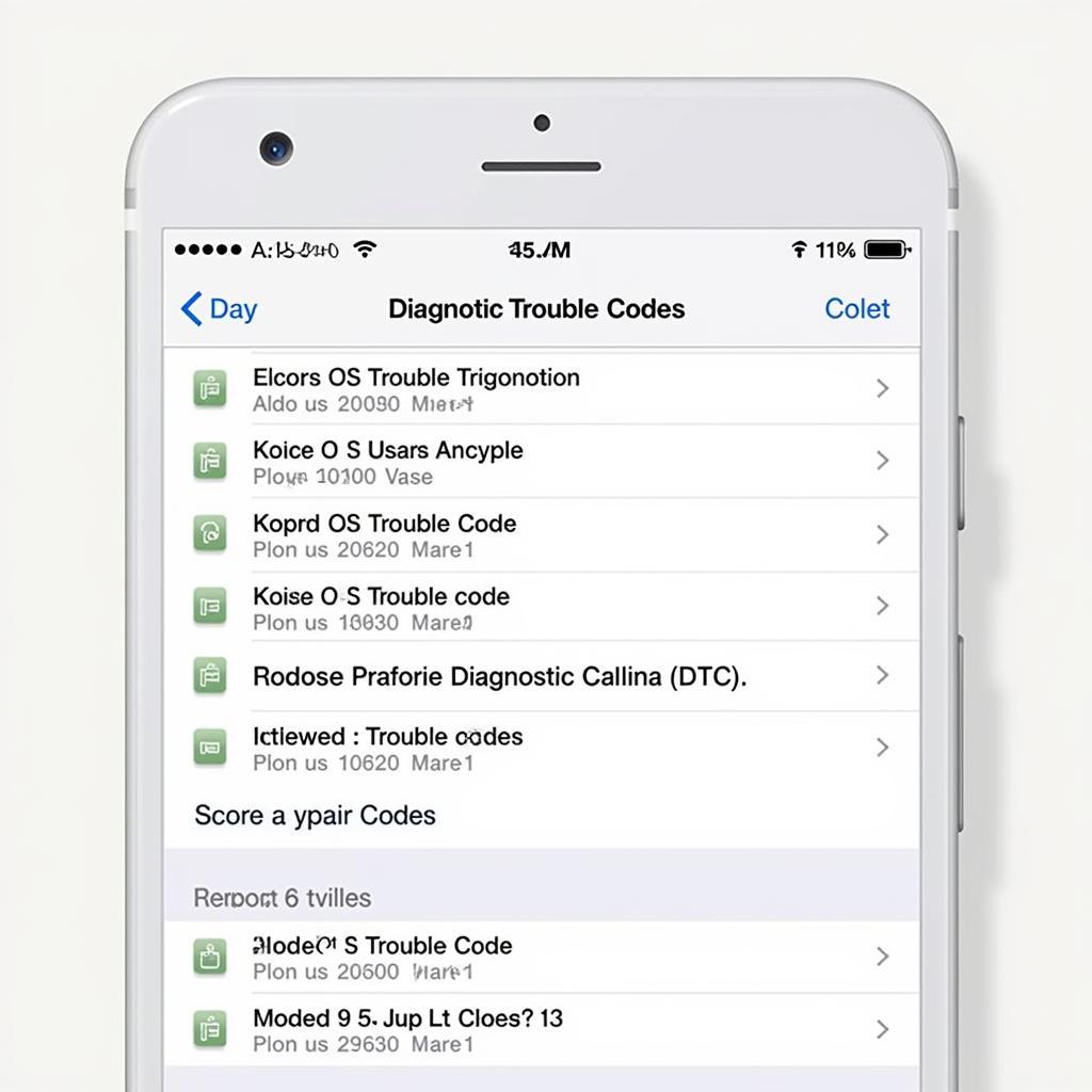 Kobra Car Scanner App Displaying DTC Codes