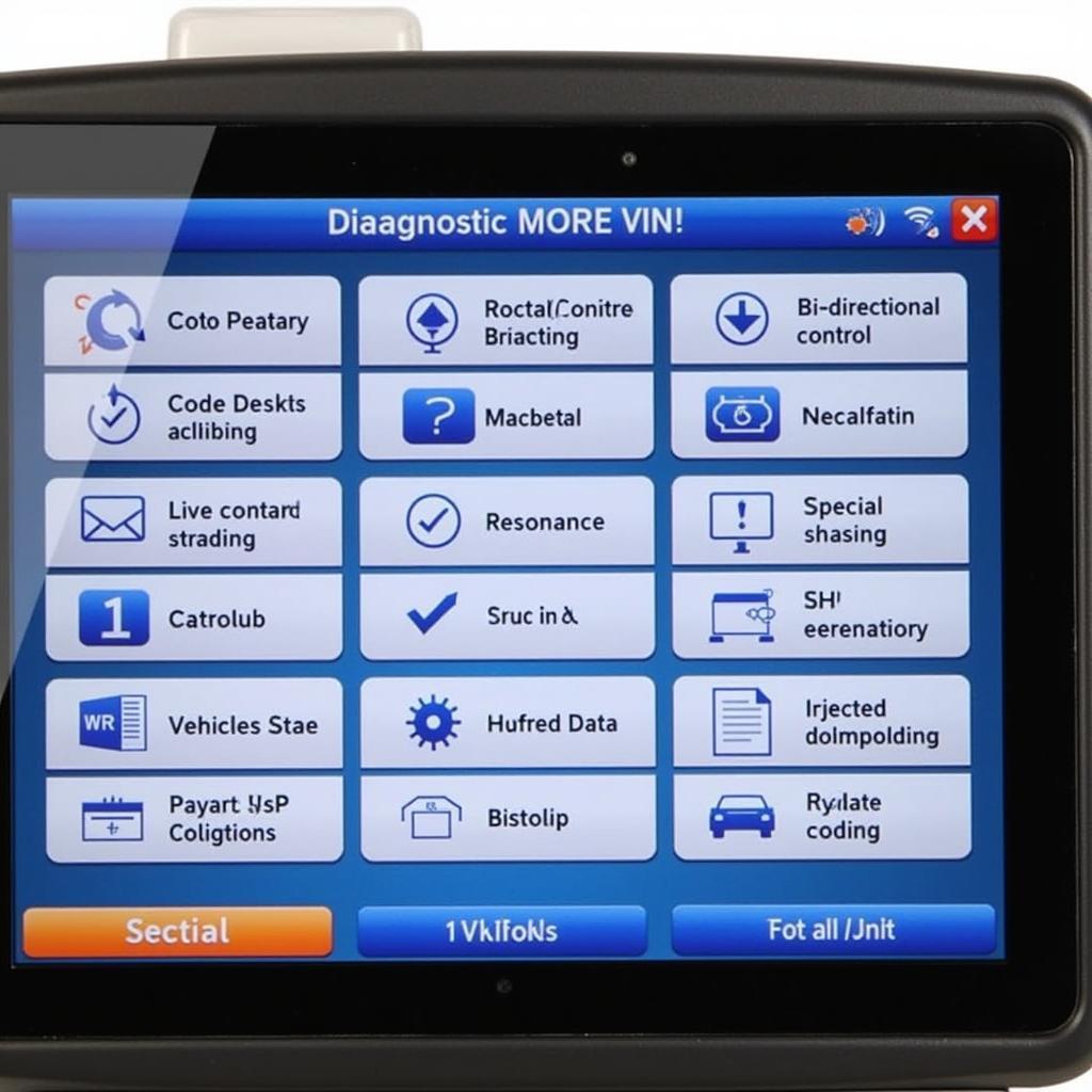 Display showing various features of an MB Sprinter diagnostic tool.